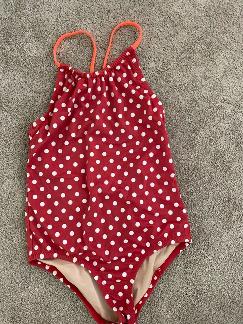 Crewcuts Red Polka Dot Swim One-Piece with White Dots